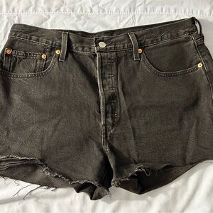 Levi's Original 501 Black Jean Shorts Distressed Cut-Off Style